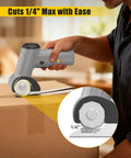Selumie 2026 New Cordless Electric Scissors, 4V Rechargeable Cardboard Cutter cutting cardboard with ease, grey power tool.