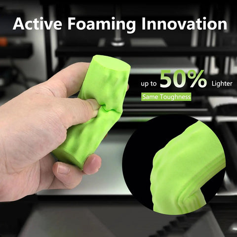 Premium Active Foaming TPU 3D Printer Filament In Bright Green With A One Kilogram Spool Delivers Adjustable Hardness From Tough As Nails To Super Soft For Flexi Parts That Ride Smooth And Stay Way Lighter