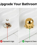 Darn Slick Ceramic Gold Octopus Toilet Bolt Caps Two Pack Snazzy Bathroom Screw Covers transforming rusty bolts to elegant decor.