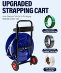 Heavy Duty Strapping Dispenser Cart With Fifty Packing Buckles And Solid Emergency Brake, Welded Steel Pallet Wrapping Trolley built tough for strapping coils.