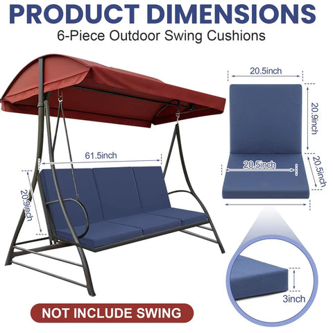 Cozy Up Your 3 Seat Outdoor Porch Swing Cushions Set With Waterproof Back Cushions And Anti Slip Liner 2 In 1 Cover, dimensions chart