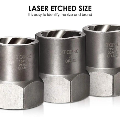 Close-up of 42CrMo steel bolt removers from the Five Piece Heavy Duty Bolt Remover Set With One Half Inch Drive Impact Extractors