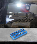 APGT1604PDFR-G2-MA APMT1604 Aluminum Milling Inserts with CNC machine in background, 10-pack