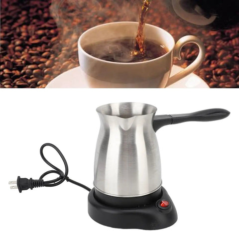 Turkish Coffee Maker 600ML Stainless Steel Electric Kettle With Large Capacity For Coffee Tea And Milk Ergonomic Anti Scald Handle Pot Warmer US Plug