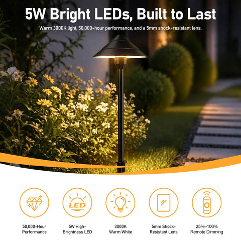 5W LED path light from 14 Light Low Voltage Landscape Lighting System With 12 Path Lights Kit And 2 Spotlights Aluminum Build