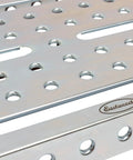 Close-up of zinc plated holes on Built Rugged Foldable Welding And Fixturing Table packing 500 pound capacity.