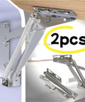 Two Pack 80 Degree Sprung Cabinet Hinges With Soft Close Dampening Lift Up Stay Top Support in chrome finish