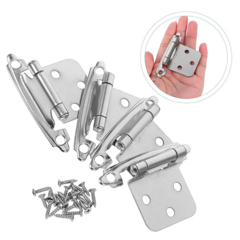 Set Of Four Spring Loaded Cabinet Hinges Self Closing Heavy Duty Iron Hardware For Kitchen Cabinets And Furniture