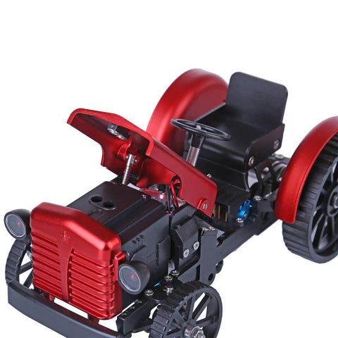 Dope Metal DIY Tractor Engine Kit With Suspension And Lights App Remote Control For STEM And Science Demo Realistic Gear Drive and screw-drive steering front view