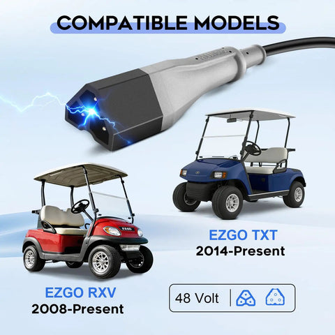 15 Amp Golf Cart Charger For 48 Volt EZGO RXV TXT With 3 Pin Triangular Plug Lead Acid Battery Compatibility Display