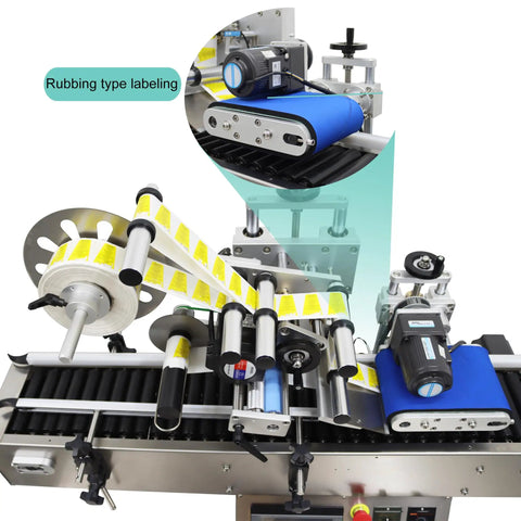 Heavy Duty Round Bottle Labeling Machine Horizontal Desktop Conveyor System High Speed Output Plug And Play Action No Sweat Setup Real Deal Production Powerhouse 110V with rub-type labeling feature.