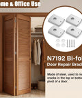 Beefy Stainless Steel Bi Fold Door Repair Kit for 1-3/8 Inch Wood Doors with hardware and brackets shown next to a closet door.