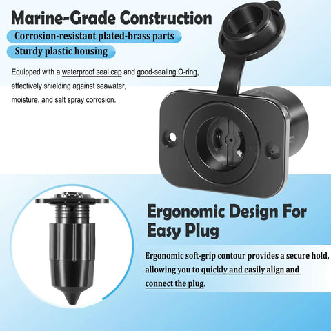 12V Downrigger Receptacle With Waterproof Cap For Scotty Depthpower Electric Downriggers Replacement Socket 2126 shown
