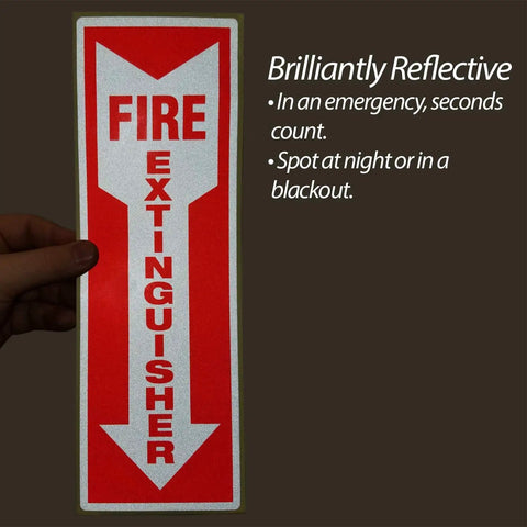 Reflective Fire Extinguisher Sign Sticker With Down Arrow Pack Of 3 4 By 12 Inches Vertical Sign For Biz And Home Engineer Grade Decals
