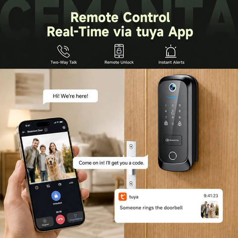 5 In 1 Smart Lock With Built In Camera And Doorbell, Keyless Entry Deadbolt, Wifi Enabled Electronic Lock For Home with phone control.