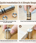 Step-by-step installation of Pro Grade 20mm Bench Dogs Set With 38mm Rise For MFT Workbench, Stainless Steel Planing Stop Dogs.