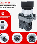 22mm 2 Position Momentary Selector Switch 1NO 660V 10A Industrial Grade Metal Head IP65 Weatherproof front view