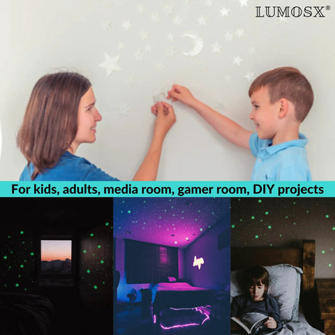 Glow In The Dark Ceiling Stars Kit For Kids Room With 220 Reusable Glow Stars In Three Sizes, Moon And North Star