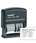 Premium Self Ink Date Stamp Featuring Dial Phrase Adjuster, 3x2 inches, black rubber for quick office marking.