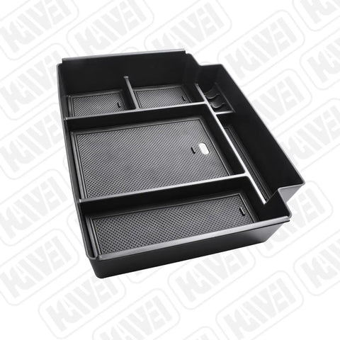 Boss Level Power Sliding Center Console Organizer For 2021 To 2026 GMC Yukon Tahoe Suburban Armrest Storage Tray Black