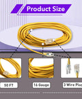 Heavy Duty 50ft Extension Cord For Backpack Vacuums Go-To ProTeam Compatible Replacement 101678 with 16-gauge SJTW wire