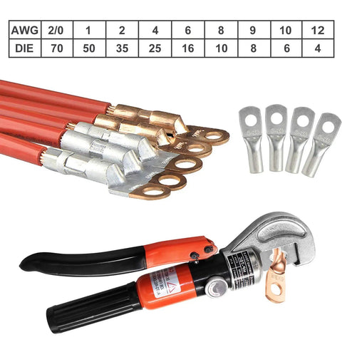 Beefy 10 Ton Hydraulic Cable Crimper Tool For 1/8 And 3/16 Stainless Steel Cable Railing Fittings With Smart Pressure Release and dies