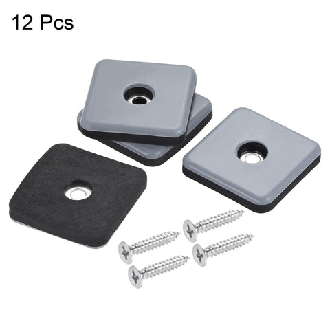 Heavy Duty Slick Rock Solid PTFE Furniture Feet Sliders Screw In Chair Leg Protectors Floor Friendly Glide Pads No Screech Table Savers 12 Pack Black Blue with gray and black square glide pads and screws
