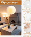 Jumbo 30 Inch White Paper Lanterns Hanging Luminaries For Weddings And Events shown in a living room setting with installation steps.