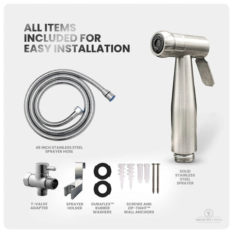 Bidet Sprayer for Toilet and Cloth Diaper Washer Handheld Toilet Sprayer Easy 10 Minute Installation With Mounting Hardware