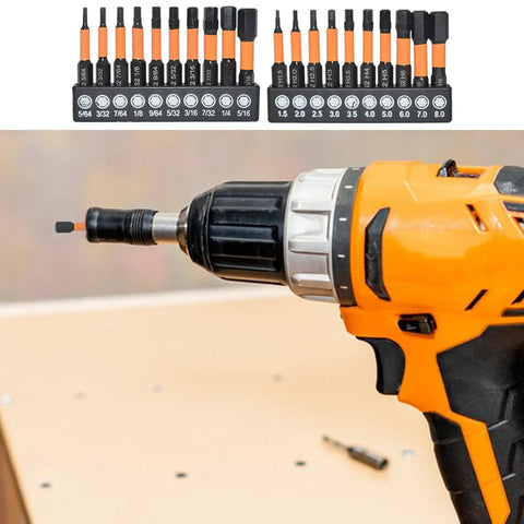 Huge 20-Piece Metric And Inch Allen Wrench Bit Set With S2 Steel Heavy Duty Hex Drill Bits For Tough Jobs And Home Repairs That Are Totally Awesome, used in drill