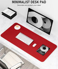 Bright Red Desk Pad 23.6 By 13.8 Inch PU Leather Non Slip Desk Mat For Laptop Mouse Keyboard Writing And Gaming Waterproof Office And Home Use Everyday Dope on office desk