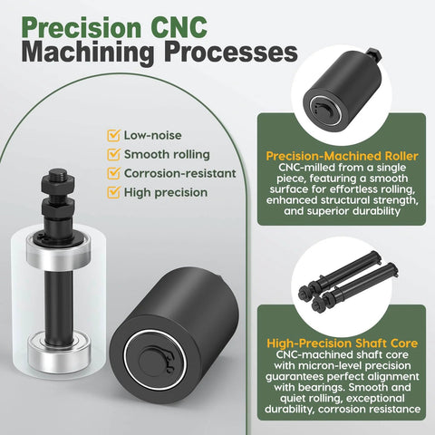 Precision CNC machined roller and shaft core featuring high precision, corrosion resistance, and smooth rolling functionality.