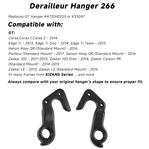 Beefed-Up Derailleur Hanger 266 For GT Bikes Replacement Fits Sensor Zaskar Helion Avalanche Edge Comp 19