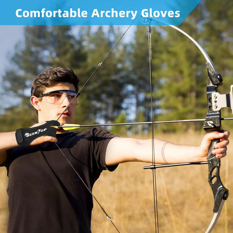 Archer using Dope Three Finger Archery Gloves Leather Shooting Protector For Youth And Adults Ideal For Beginners