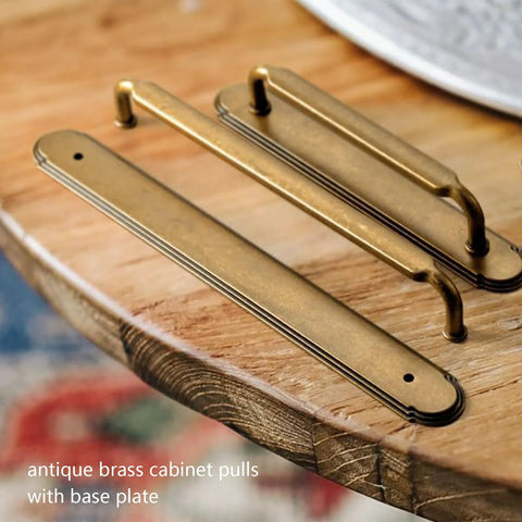 Antique Brass Cabinet Pulls With Backplate Spacer 2 Pack 5 Inch Center To Center Kitchen Drawer Handles With Base Plate Zinc Alloy