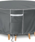 Beefy 600D Round Outdoor Furniture Cover Waterproof For Patio Table And Chairs Set, 62 Inch Diameter By 29 Inch Height, Weatherproof Grey