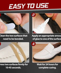 Instructional guide showing Heavy Duty Shoe Glue For Boots Sneakers And Heels Waterproof Flexible Adhesive For Durable Sole Repairs