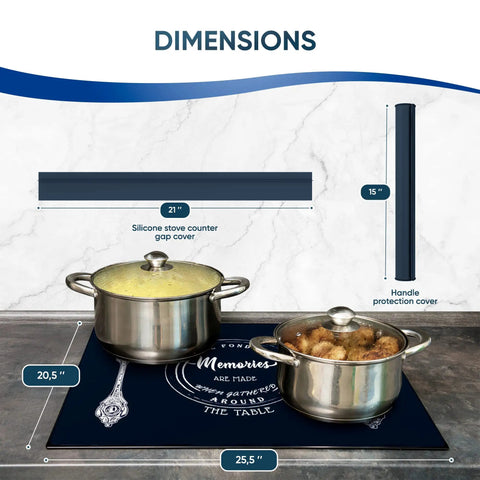 All In One Stovetop Covers For Electric Stoves With Gap And Oven Handle Covers Glass Stovetop Protector shown with pots