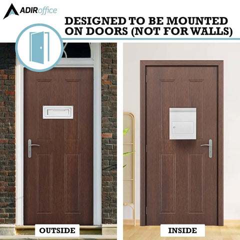 Door Drop Box With Secure Locking For After-Hours Drops Of Keys, Checks And Documents, Through The Door Mail Slot, White Finish, Easy Mount