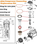 Compressor Piston Kit Replacement For Craftsman Dewalt Porter Cable Air Pump Connecting Rod Set Oil Free Piston Assembly.