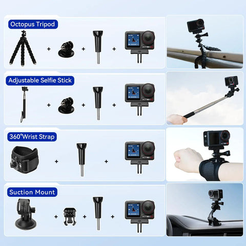 Rock Solid Waterproof Action Camera Bundle Shoots Clean 4K With Large Sensor Extra Batteries High Speed Memory Card And Loaded Mount Kit For Gnarly Adventures And Long Shoots with tripods and mounts.
