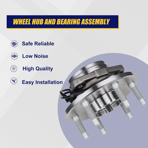 Front Wheel Bearing And Hub Assembly For Chevy Tahoe Suburban Silverado 2014-2019, 6 lug with ABS shown with features