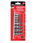 Zeon Metric Hex Bit Socket Set 8 Piece For Damaged Fasteners And Rusted Rounded Bolts Sizes 3mm To 10mm S2 Steel Bits