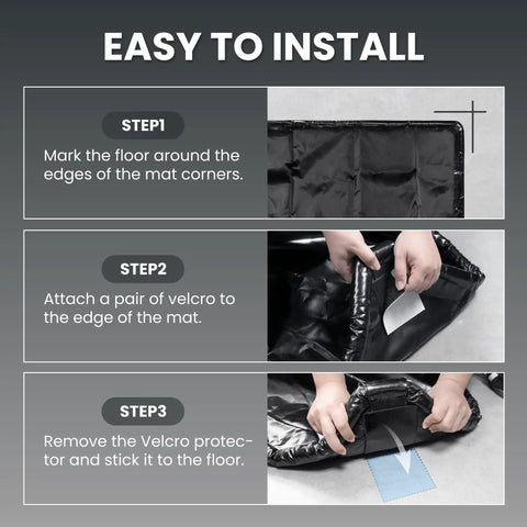 Installation steps for Heavy-Duty 7'9 By 16' Garage Floor Mat With 610GSM Beefed-Up Commercial PVC Containment Mat, 1.2-Inch Raised Edges To Trap Water Mud Snow Oil, Waterproof Non-Slip Protector For Cars And SUVs