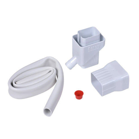 Mystic Rainwater Collection System For 2 In X 3 In Downspouts, White UV-Resistant Diverter With 4 Ft High-Flow Hose, components