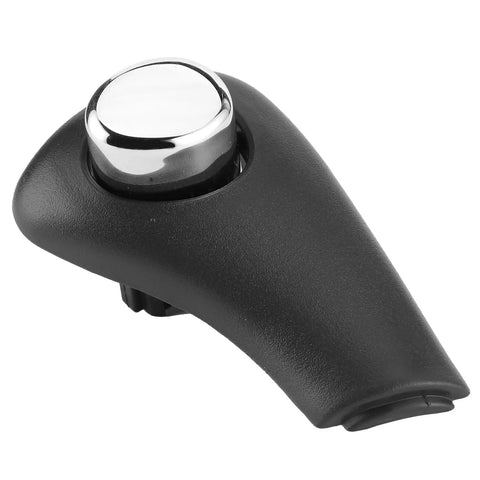 Replace Your Worn Out Button Shift Handle With This Durable Hard Plastic Gear Shift Knob For 2003 To 2006 Automatic Transmission Cars That Gets The Job Done Right Up To A Slam And Makes Driving Much Easier. Black hard plastic automatic gear shift knob with chrome button, front view