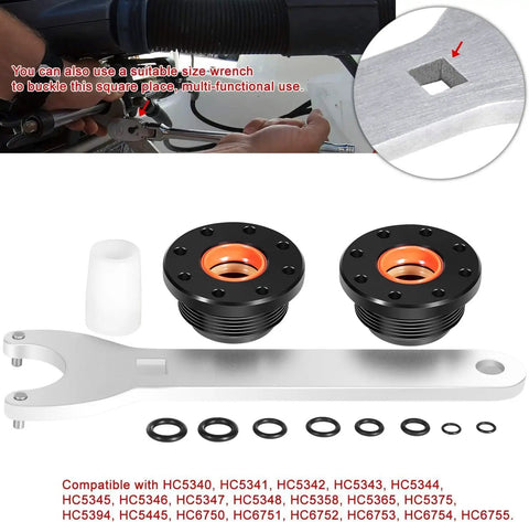 Heavy Duty Hydraulic Steering Seal Kit For Outboard Cylinders With Pin Wrench Fits HC5340 HC5341 HC5342 HC5343 HC5344 HC5345 HC6750 HC6751 HS5157 HS5167 Pro Grade DIY Friendly Quick Repair