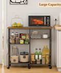 Must-Have Rolling Kitchen Microwave Cart With 3 Tier Shelves, Adjustable Shelf, And Lockable Wheels for organized kitchen storage