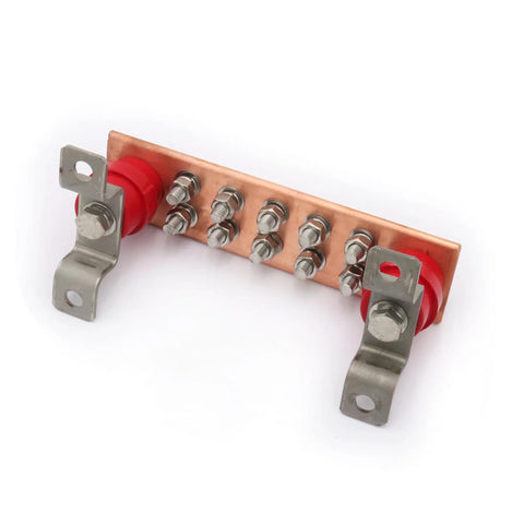 Wall Mounted Copper Ground Bar Kit With Ten Terminal Positions For Quick Multi Point Grounding, Heavy Duty Copper Busbar Measures 0.24 By 1.97 By 7.87 Inches, Preassembled Brackets And Insulators For Easy Install, Corrosion Resistant