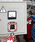 Industrial control panel with Emergency Stop Button Cover Box Type Transparent Guard Lockout Shield For Stop Button installed